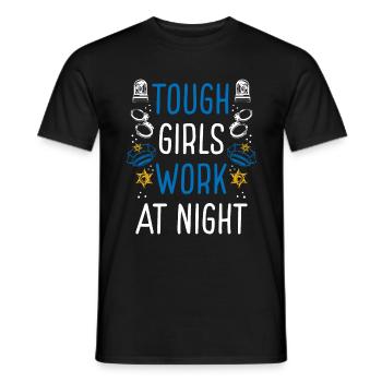 Police Officer Tough Girls work at Night Police - Men's T-Shirt - black - Front - AI Model Male 178 light (178cm)
