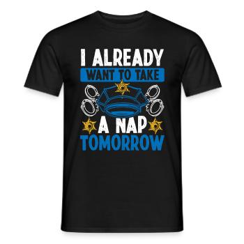 Drôle d’agent de police Humour Night Shift Policier - T-shirt homme - noir - Devant - AI Model Male 178 light (178cm)