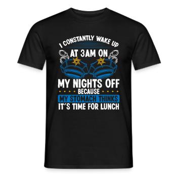 Humour Night Shift POlice Officier Drôle Policier - T-shirt homme - noir - Devant - AI Model Male 178 light (178cm)