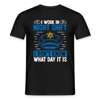 Policeman Work in Night Shift Police Officer - Men's T-Shirt - black - Front - AI Model Male 178 light (178cm)