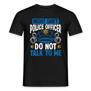 Policier de nuit Ne parlez pas Policier - T-shirt homme - noir - Devant - AI Model Male 178 light (178cm)