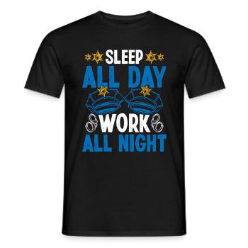 Policeman Sleep all Day Night Shift Police Officer - Männer T-Shirt - Schwarz - Vorne - AI Model Male 178 light (178cm)