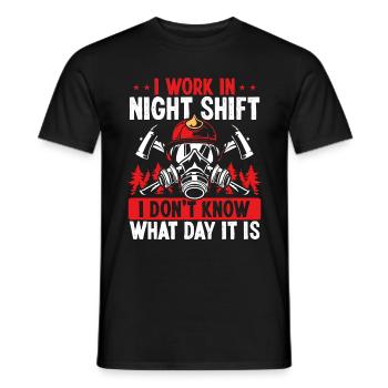Firefighter What day is it Night Shift Fire Truck - Men's T-Shirt - black - Front - AI Model Male 178 light (178cm)