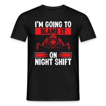 Pompier Blâmez-le sur les pompiers de nuit - T-shirt homme - noir - Devant - AI Model Male 178 light (178cm)