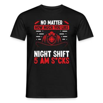 Firefighter 5 at Volunteer Night Shift Firemen - Men's T-Shirt - black - Front - AI Model Male 178 light (178cm)