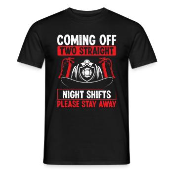 Night Shift Firefighter Two Straight Shift Firemen - Men's T-Shirt - black - Front - AI Model Male 178 light (178cm)