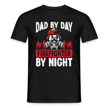 Pompier de nuit Papa Fête des Pères Pompiers - T-shirt homme - noir - Devant - AI Model Male 178 light (178cm)