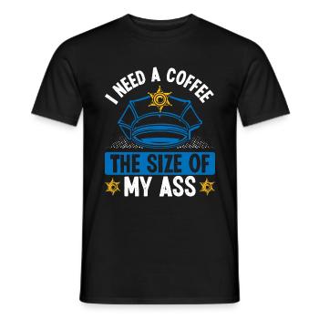 Policier de nuit Taille du café Policier - T-shirt homme - noir - Devant - AI Model Male 178 light (178cm)