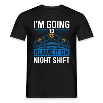 Le policier de nuit blâme l’agent de police - T-shirt homme - noir - Devant - AI Model Male 178 light (178cm)