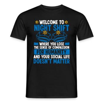 La police de nuit a un policier de nuit a un agent de police - T-shirt homme - noir - Devant - AI Model Male 178 light (178cm)