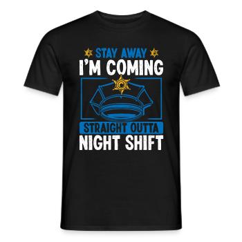Policier de nuit Restez à l’écart Policier - T-shirt homme - noir - Devant - AI Model Male 178 light (178cm)