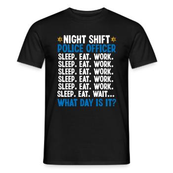 Policier de nuit Quel jour Policier - T-shirt homme - noir - Devant - AI Model Male 178 light (178cm)