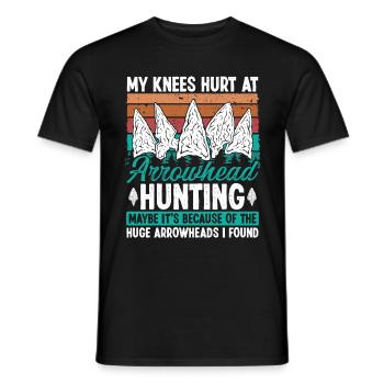Arrowhead Hunting Humor Knee Injury Surgery Funny - Men's T-Shirt - black - Front - AI Model Male 178 light (178cm)