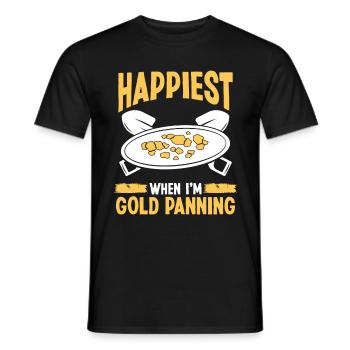 Gold Panner Happiest when Im Panning MinerGold Pan - Männer T-Shirt - Schwarz - Vorne - AI Model Male 178 light (178cm)