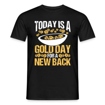 Gold Back Injury Surgery Replacement Panner - Männer T-Shirt - Schwarz - Vorne - AI Model Male 178 light (178cm)