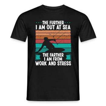 Kitesurfer Further out at Sea Humor Kitebaorder - Men's T-Shirt - black - Front - AI Model Male 178 light (178cm)
