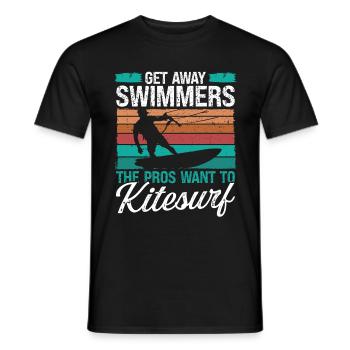 Kiteboarder Humor Get away Swimmers Kitesurfer - Men's T-Shirt - black - Front - AI Model Male 178 light (178cm)