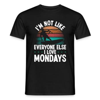 Vintage I love Mondays Funny Kiteboarder Kite - Men's T-Shirt - black - Front - AI Model Male 178 light (178cm)