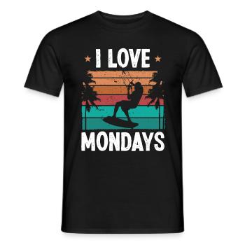 Kiteboarder Vintage I love Mondays Humor Kite - Men's T-Shirt - black - Front - AI Model Male 178 light (178cm)