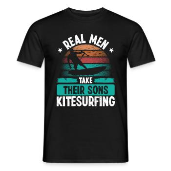 Kiteboarder Real Men take their Sons Kitesurfing - Männer T-Shirt - Schwarz - Vorne - AI Model Male 178 light (178cm)