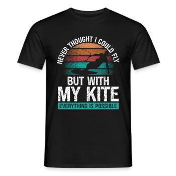 Vintage Kite Kiteboarder Kitesurfing Retro Kite - Männer T-Shirt - Schwarz - Vorne - AI Model Male 178 light (178cm)