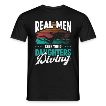 Plongeur De vrais hommes prennent leurs filles Plongée sous-marine - T-shirt homme - noir - Devant - AI Model Male 178 light (178cm)