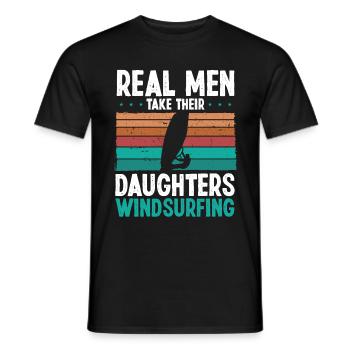 De vrais hommes emmènent leurs filles planche à voile - T-shirt homme - noir - Devant - AI Model Male 178 light (178cm)