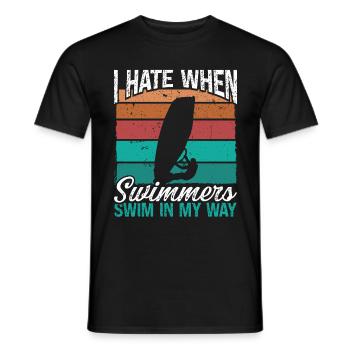 Je déteste les nageurs Vintage Rig Windsurf - T-shirt homme - noir - Devant - AI Model Male 178 light (178cm)