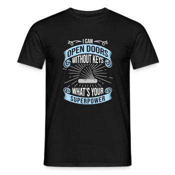 I can open doors without keys, locksmith - Men's T-Shirt - black - Front - AI Model Male 178 light (178cm)