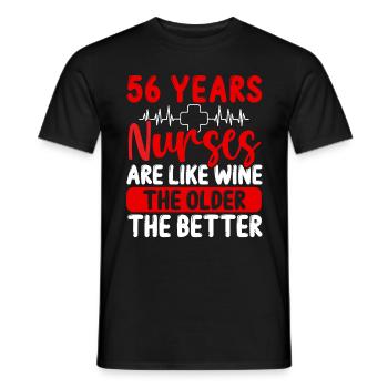 56 Year Old Nurse Appreciation Wine 56 Birthday - Men's T-Shirt - black - Front - AI Model Male 178 light (178cm)