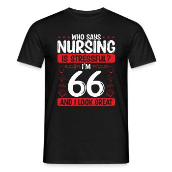66 Birthday Nurses 66 Years Old Nurse for Work - Männer T-Shirt - Schwarz - Vorne - AI Model Male 178 light (178cm)