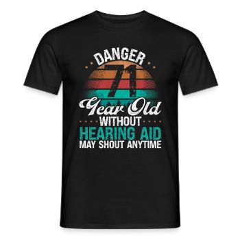 71 Idée d’anniversaire L’humour peut crier drôle 71 ans - T-shirt homme - noir - Devant - AI Model Male 178 light (178cm)