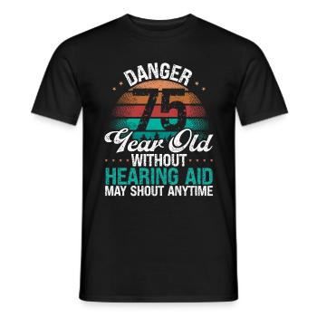 75 Idée d’anniversaire L’humour peut crier drôle 75 ans - T-shirt homme - noir - Devant - AI Model Male 178 light (178cm)