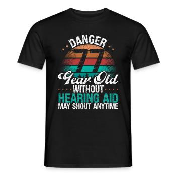 77 Idée d’anniversaire L’humour peut crier drôle 77 ans - T-shirt homme - noir - Devant - AI Model Male 178 light (178cm)