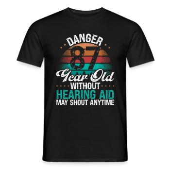 87 Birthday Idea Humor May Shout Funny 87 Year Old - Men's T-Shirt - black - Front - AI Model Male 178 light (178cm)