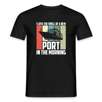 J’adore l’odeur du nouveau port lors de la croisière du matin - T-shirt homme - noir - Devant - AI Model Male 178 light (178cm)