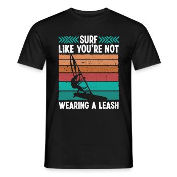 Windsurfing Vintage Wearing Leash Retro Windsurfer - Männer T-Shirt - Schwarz - Vorne - AI Model Male 178 light (178cm)