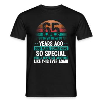 65 Anniversaire Dieu a fait quelque chose de spécial 65 ans - T-shirt homme - noir - Devant - AI Model Male 178 light (178cm)