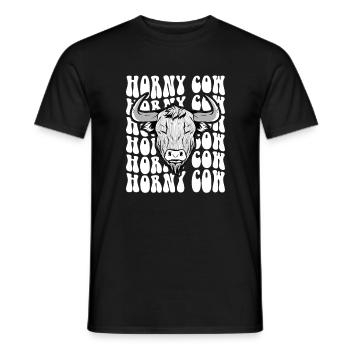 Horny Cow, Hairy Cow Scottish Highland Cattle - Men's T-Shirt - black - Front - AI Model Male 178 light (178cm)
