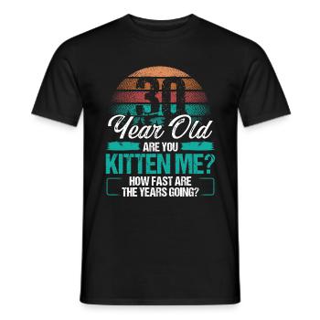 Propriétaire de chat de 30 ans 30 anniversaire Idée Chaton - T-shirt homme - noir - Devant - AI Model Male 178 light (178cm)