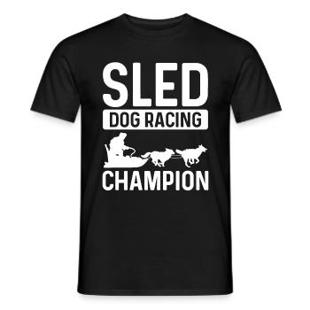 Champion de course de chiens de traîneau Alaska Husky Sleighdding - T-shirt homme - noir - Devant - AI Model Male 178 light (178cm)