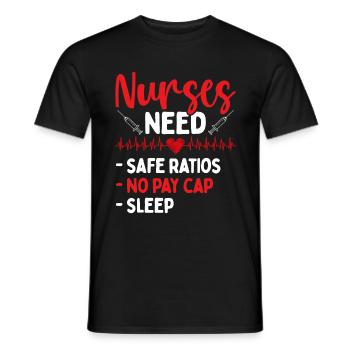 RN CNA Safe Ratios No Pay Cap Sleep Nurse - Männer T-Shirt - Schwarz - Vorne - AI Model Male 178 light (178cm)