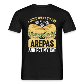 Colombian Food Arepas Lover Pet my Cat Owner - Men's T-Shirt - black - Front - AI Model Male 178 light (178cm)