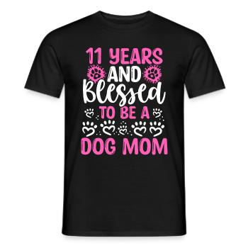 11 Anniversaire Chien Béni Maman 11 ans Chien Mère - T-shirt homme - noir - Devant - AI Model Male 178 light (178cm)