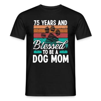 75 Year Old Dog Mom 75 Birthday Retro Dog Mother - Men's T-Shirt - black - Front - AI Model Male 178 light (178cm)