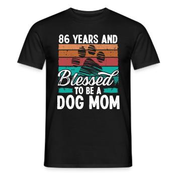 86 Year Old Dog Mom 86 Birthday Retro Dog Mother - Men's T-Shirt - black - Front - AI Model Male 178 light (178cm)
