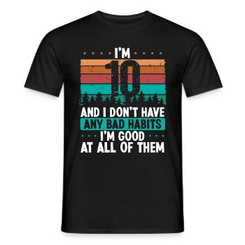 10 Year Old Birthday Funny Humor 10 Birthday - Men's T-Shirt - black - Front - AI Model Male 178 light (178cm)