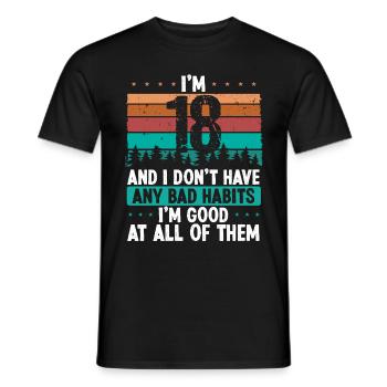 18 Year Old Birthday Funny Humor 18 Birthday - Männer T-Shirt - Schwarz - Vorne - AI Model Male 178 light (178cm)