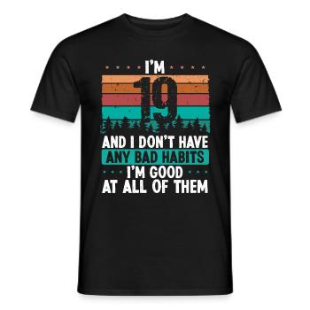 Anniversaire de 19 ans Drôle Humour 19 Anniversaire - T-shirt homme - noir - Devant - AI Model Male 178 light (178cm)