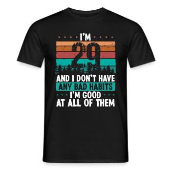Anniversaire de 29 ans Humour drôle 29 Anniversaire - T-shirt homme - noir - Devant - AI Model Male 178 light (178cm)